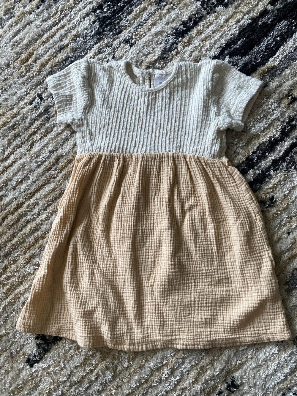 Zara Cream and Buff Gauze Short Sleeve Girls' Dress
